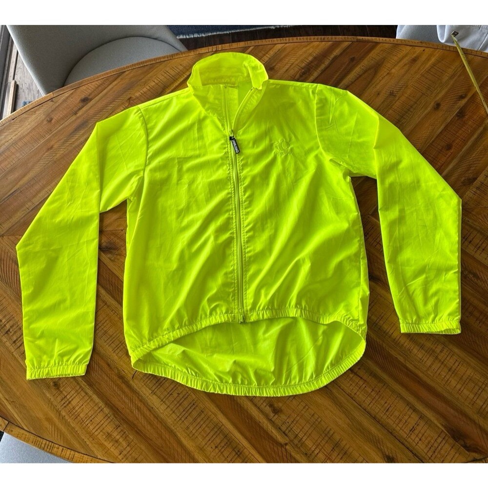Pearl Izumi Windbreaker Jacket Men’s Large Neon Yellow Full Zip Hi-Vis Cycling